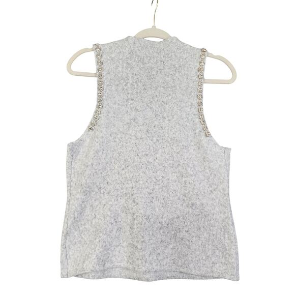 House of Harlow Womens Rhinestone Sleeveless Mock Neck Sweater Large Wool Blend - Picture 4 of 10